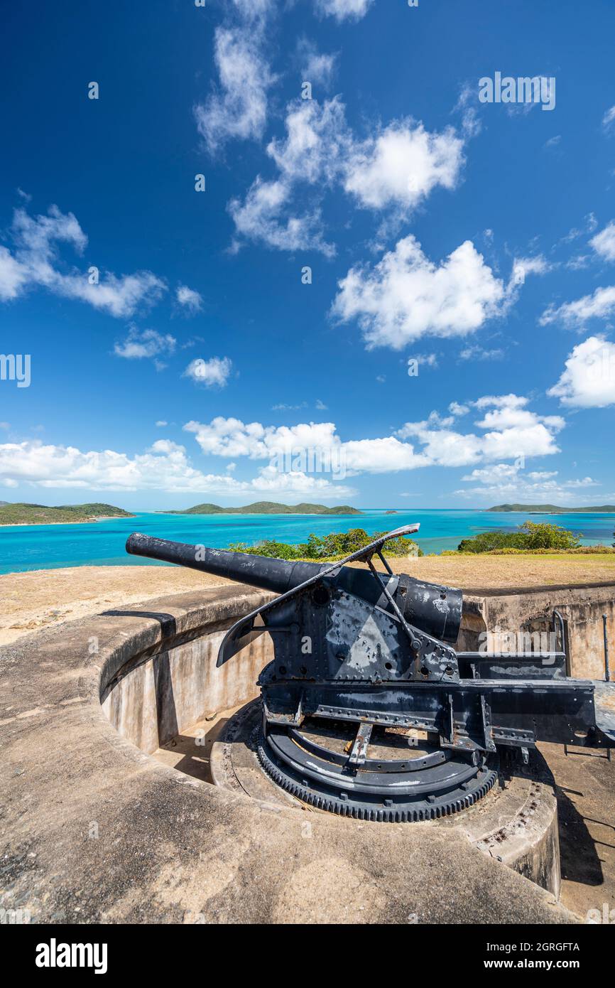 înch Gewehr in Schusswaffe, Green Hill Fort Museum, Thursday Island, Torres Straits, Far North Queensland, Australien Stockfoto