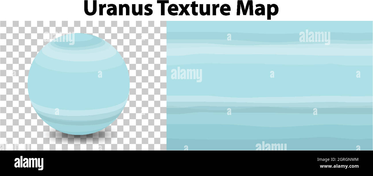 Uranus-Planet auf transparent mit Uranus-Texturkarte Stock Vektor