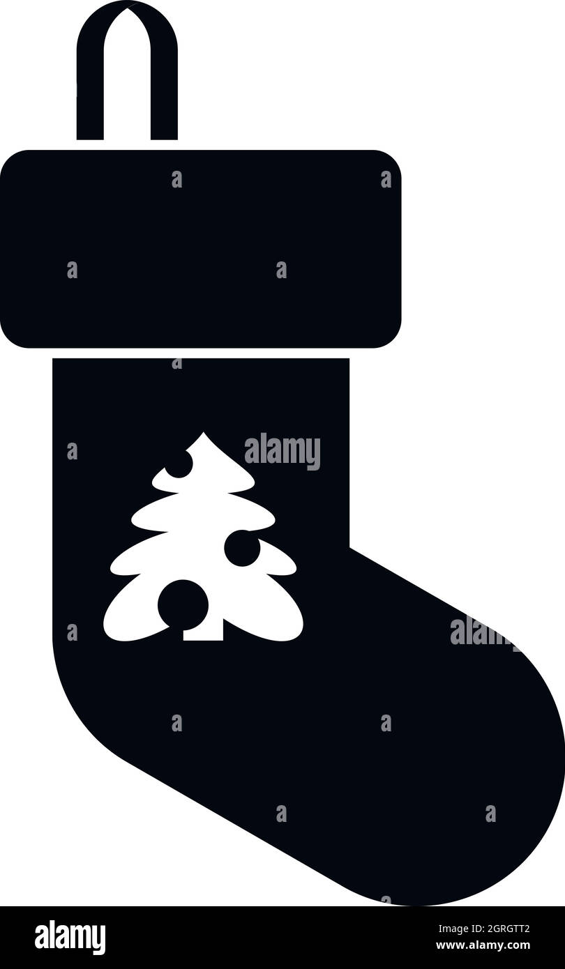 Weihnachten-Socke-Symbol, einfachen Stil Stock Vektor