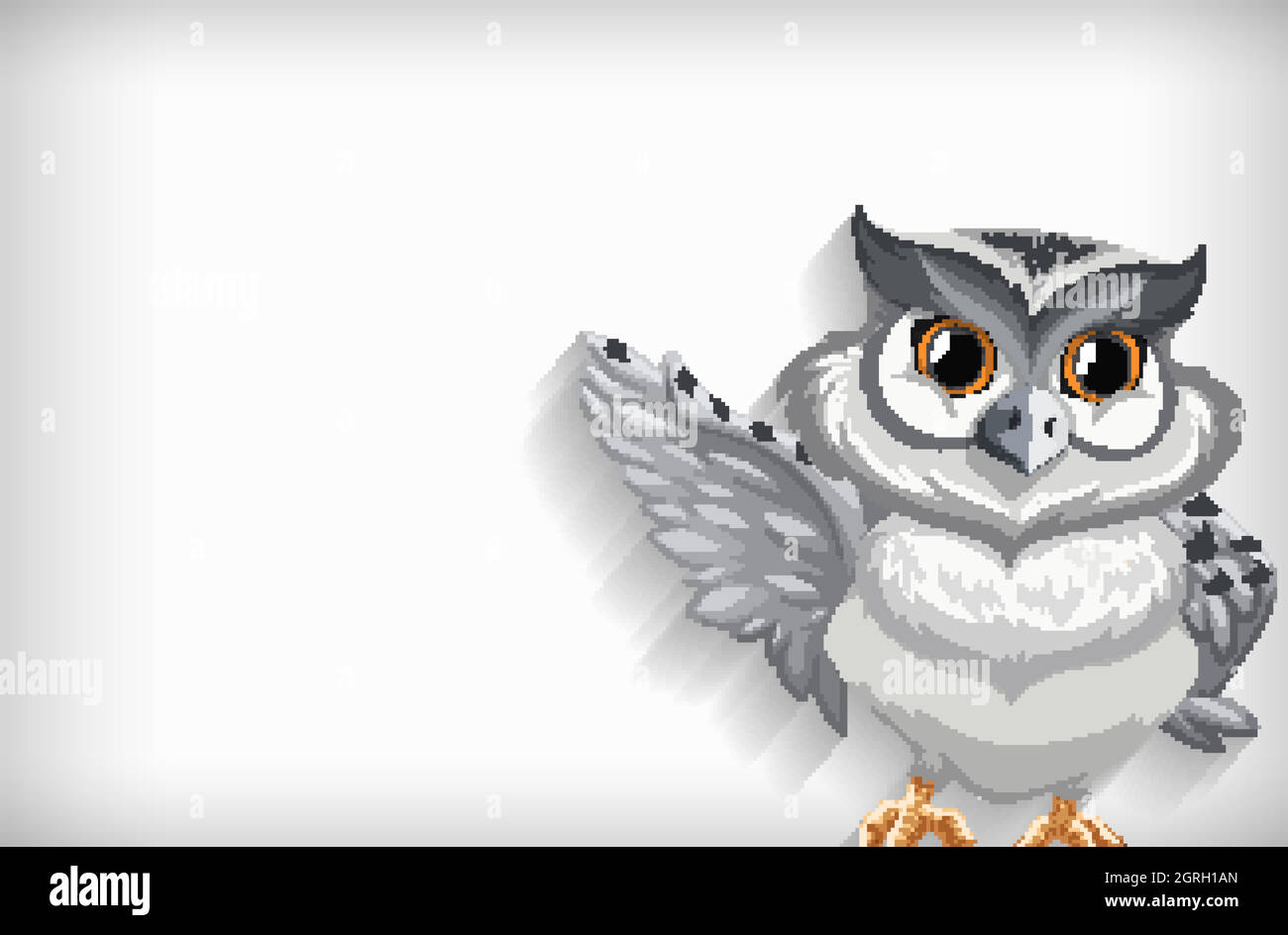 Hintergrundvorlage mit einfarbiger Farbe und Schneeeule Stock Vektor
