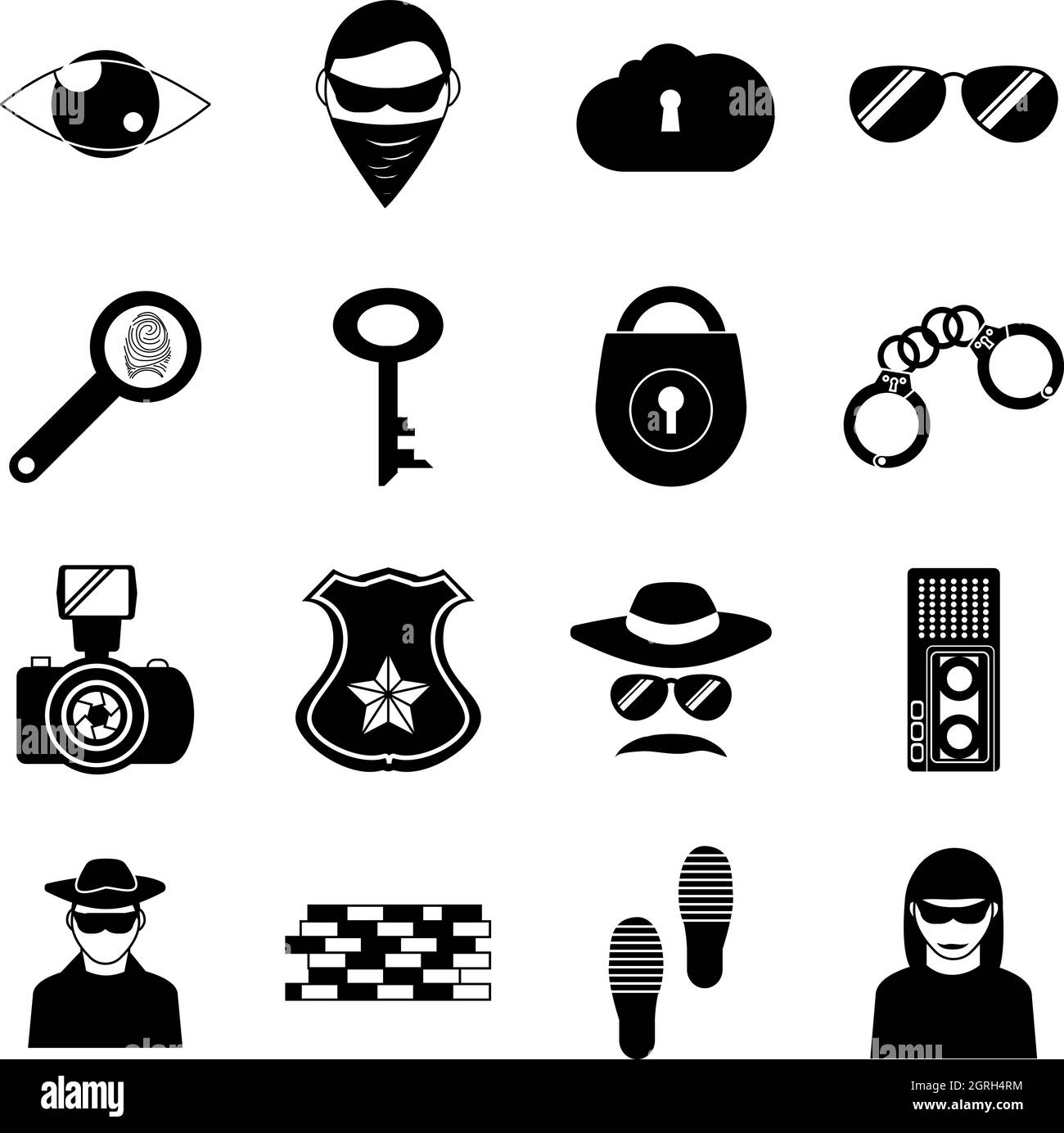 Kriminalität Icons Set, einfachen Stil Stock Vektor