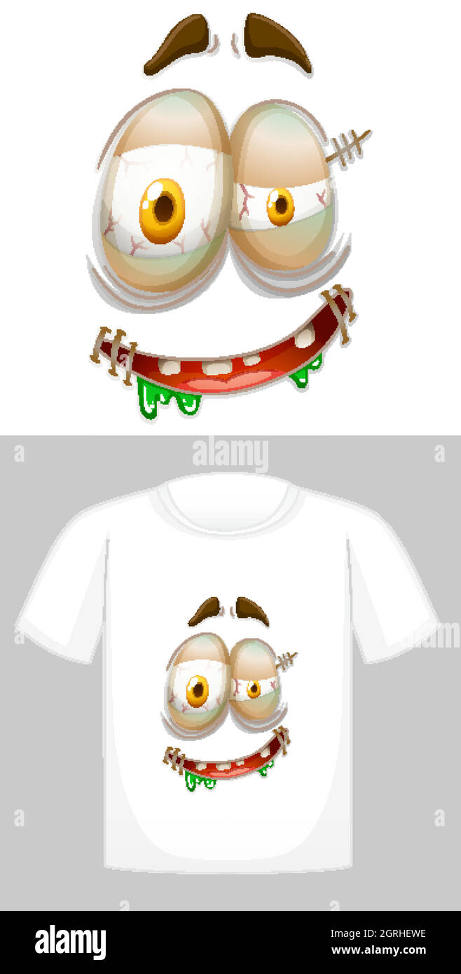 T-Shirt-Dessin mit Grafik vorne Stock Vektor