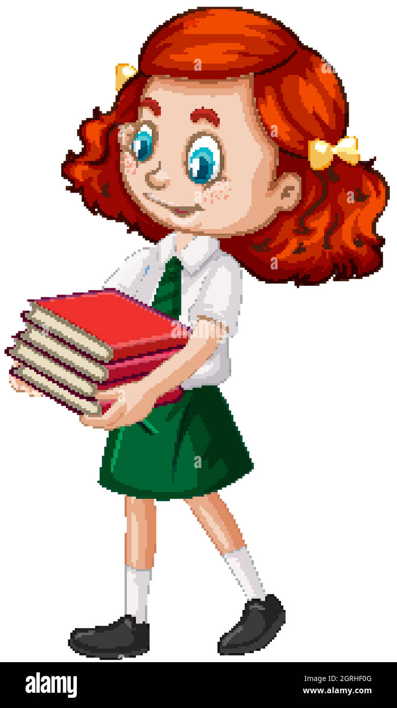 Ein glückliches Mädchen mit Büchern Stock Vektor