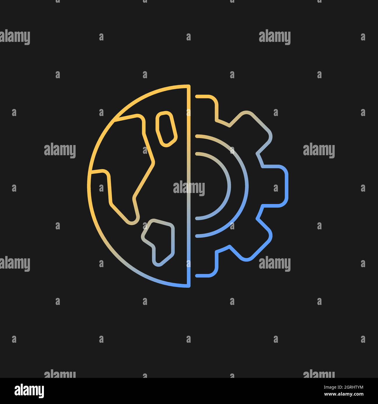 Earth Science Gradient Vector Icon für dunkles Thema. Physische Umgebung, Festkörperbefestigung. Weltexploration. Farbsymbol für dünne Linien. Modern Stock Vektor