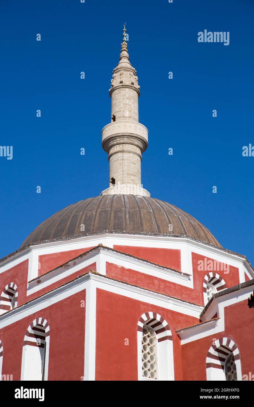 Suleymaniye Moschee, Rhodos Altstadt, Rhodos, Dodekanes Inselgruppe, Griechenland Stockfoto