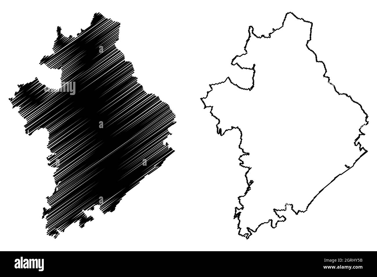 Ganjam District (Odisha State, Republik Indien) Karte Vektorgrafik, Skizze Ganjam Karte Stock Vektor