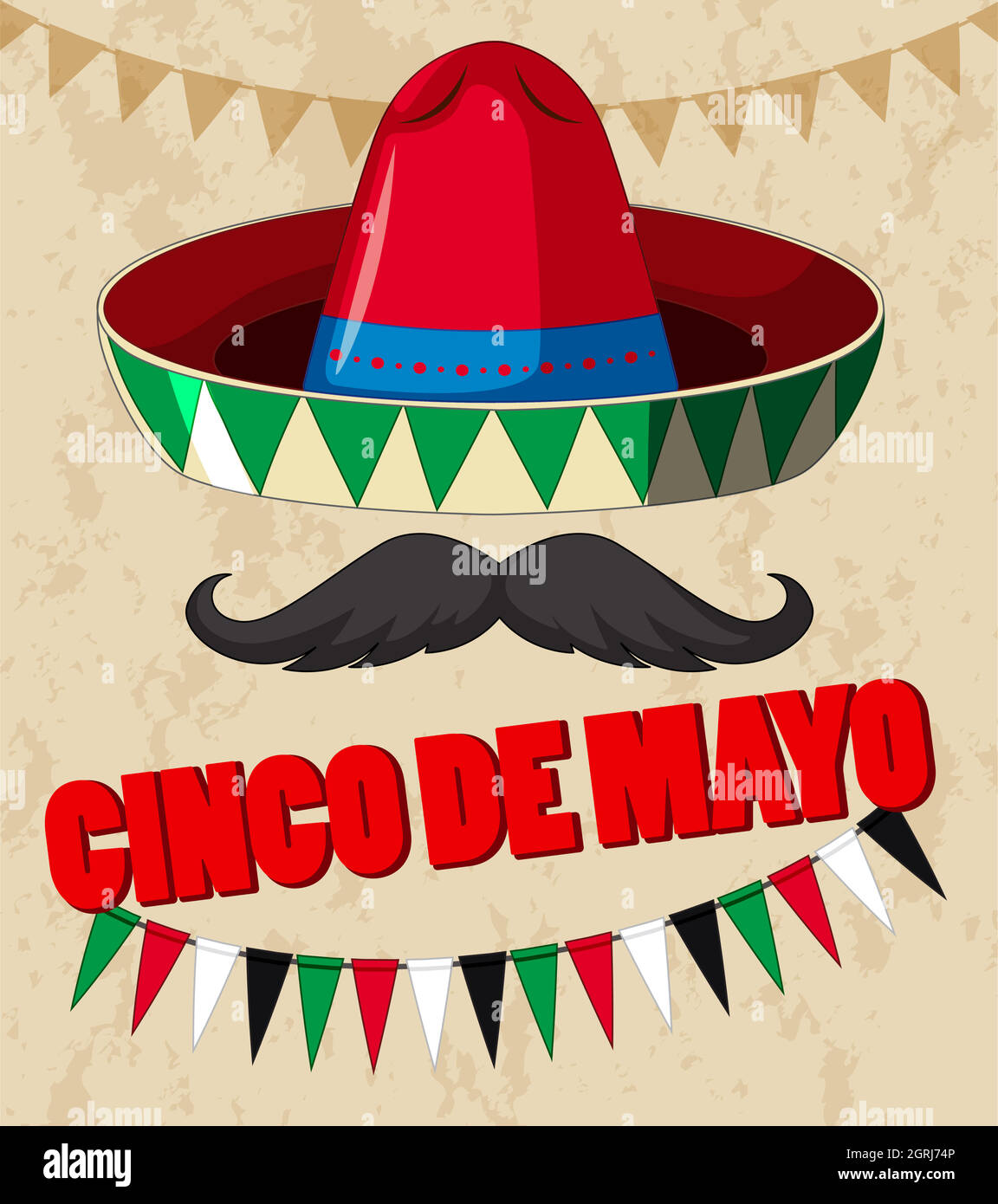 Cinco de Mayo Poster Design mit mexikanischem Hut Stock Vektor