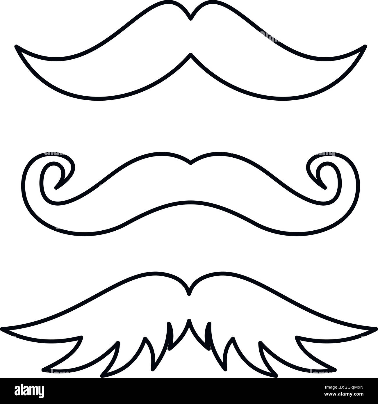 Satz von Hipster Schnurrbart Symbol, Umriss-Stil Stock Vektor