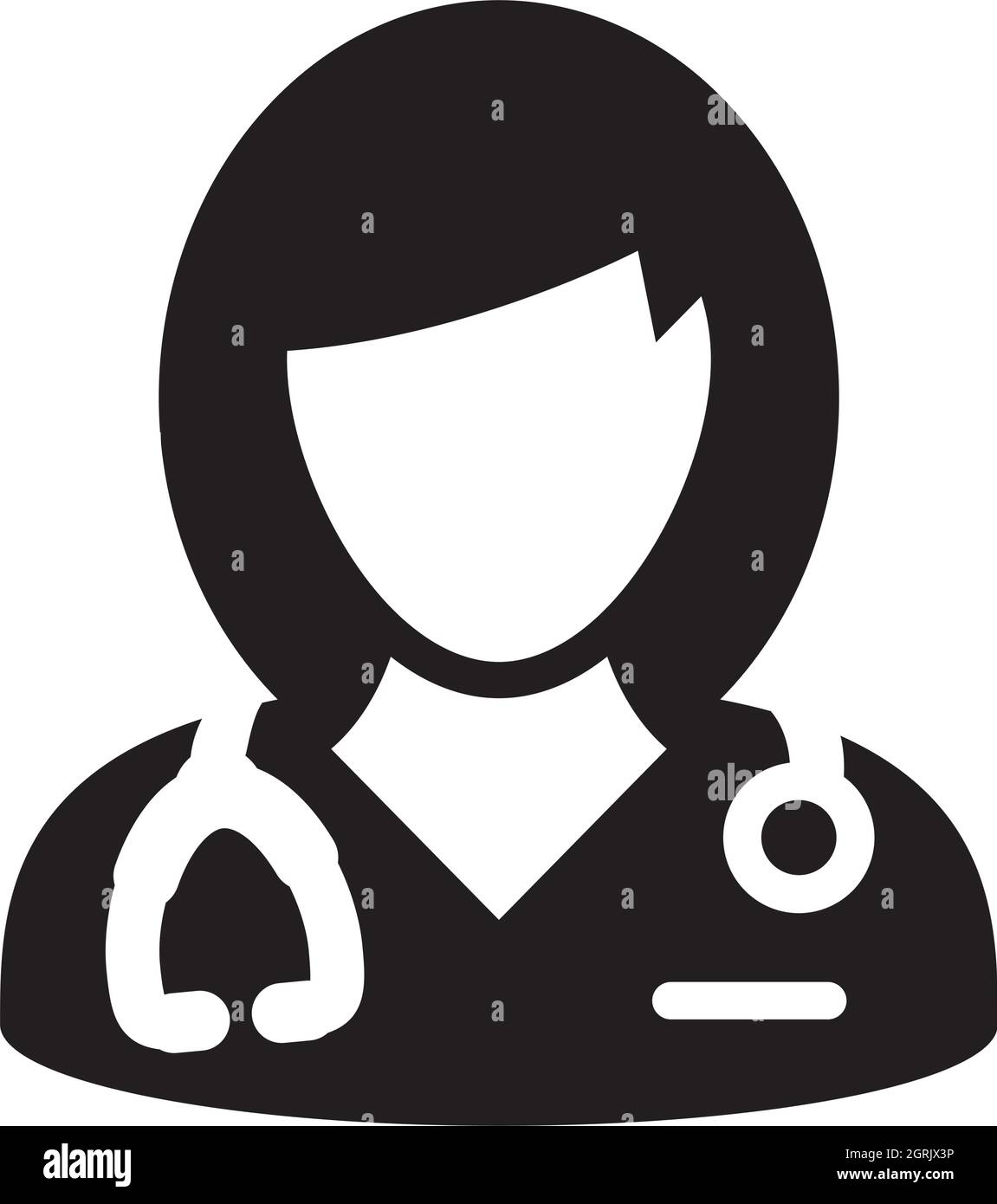 Doktor Icon Vektor weibliche Person Profil Avatar mit Stethoskop für Medizinische Beratung in Glyphe Piktogramm Illustration Stock Vektor