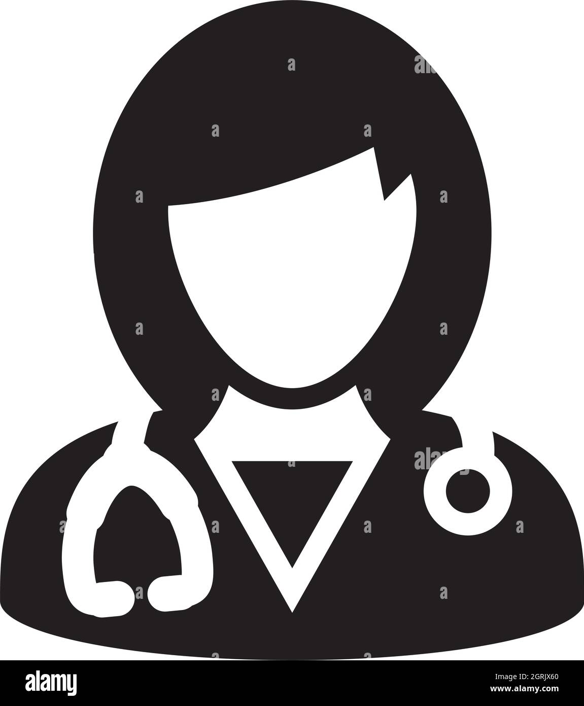 Doktor Icon Vektor weibliche Person Profil Avatar mit Stethoskop für Medizinische Beratung in Glyphe Piktogramm Illustration Stock Vektor