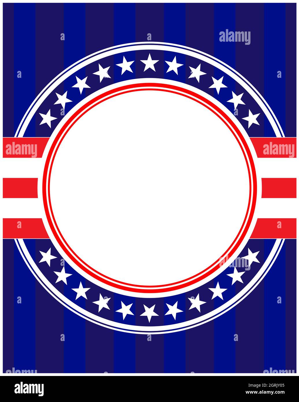 American United States Flag Symbole runden Rahmen Logo Symbol Karte Banner mit leerem Platz für Text. Stock Vektor