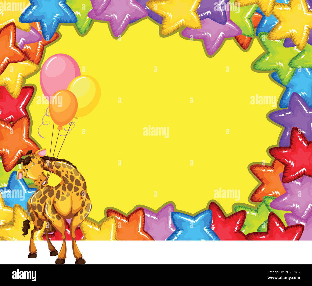 Giraffe auf dem bunten Rahmen Stock Vektor