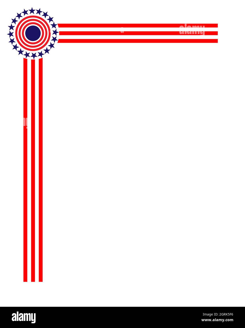 USA Flag Symbolik Eckrahmen mit leerem Platz für Text. Stock Vektor