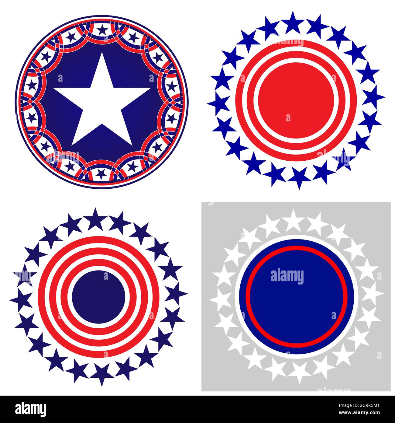 Amerikanische Flaggen Symbole Zeichen mit Sternen Symbol gesetzt isoliert Stock Vektor