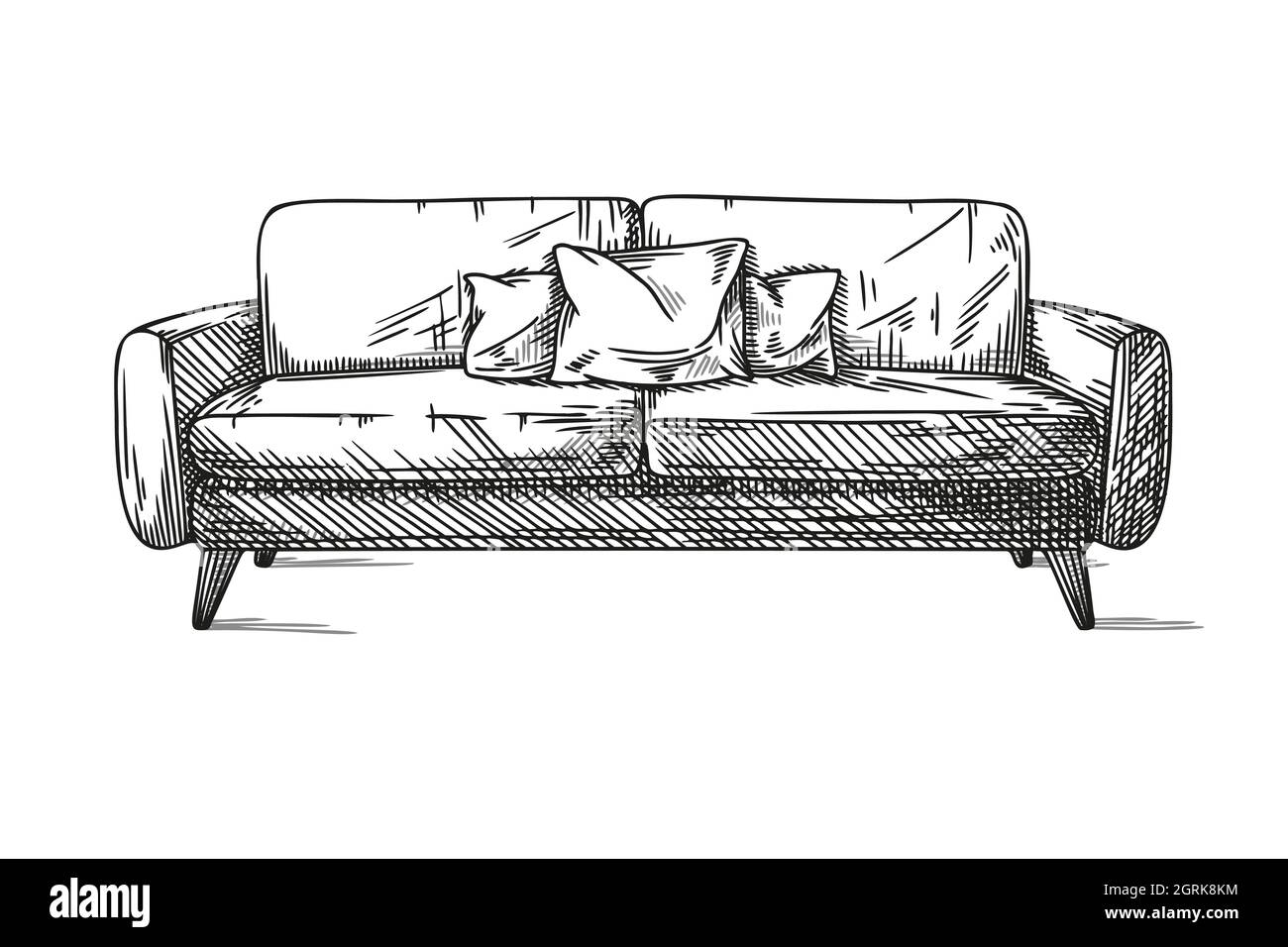 Skizze sofa auf weißem Hintergrund. Vector Illustration Stock-Vektorgrafik  - Alamy