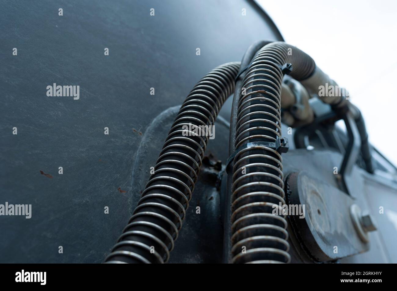 Baumaschinen, Kran, Bau, hydraulisch, Schlauch, Hohe Beanspruchung. Stockfoto