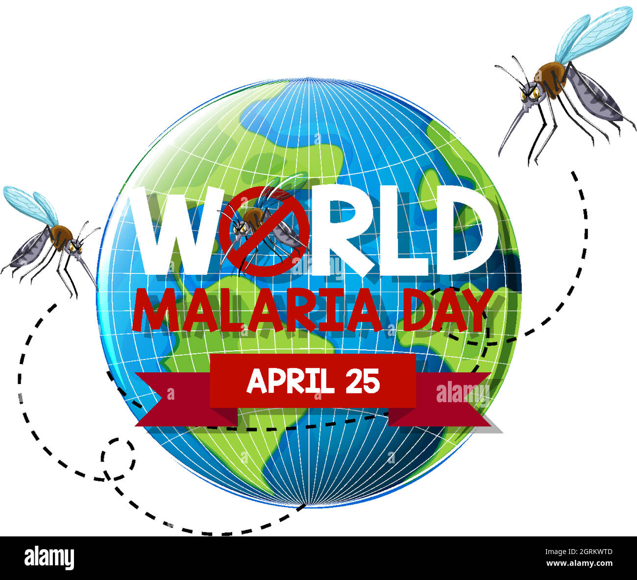 World Malaria Day Logo oder Banner mit Moskitoschild Stock Vektor