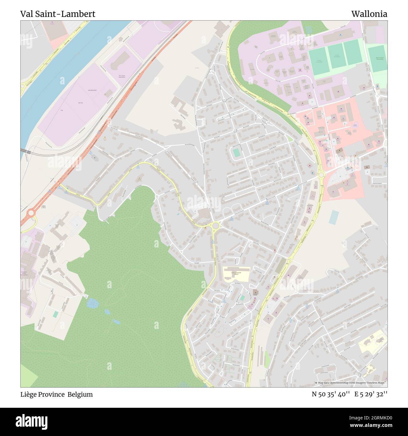 Val Saint-Lambert, Provinz Liège, Belgien, Wallonien, N 50 35' 40'', E 5 29' 32'', map, Timeless Map veröffentlicht im Jahr 2021. Reisende, Entdecker und Abenteurer wie Florence Nightingale, David Livingstone, Ernest Shackleton, Lewis and Clark und Sherlock Holmes haben sich bei der Planung von Reisen zu den entlegensten Ecken der Welt auf Karten verlassen.Timeless Maps kartiert die meisten Orte auf der Welt und zeigt die Verwirklichung großer Träume Stockfoto