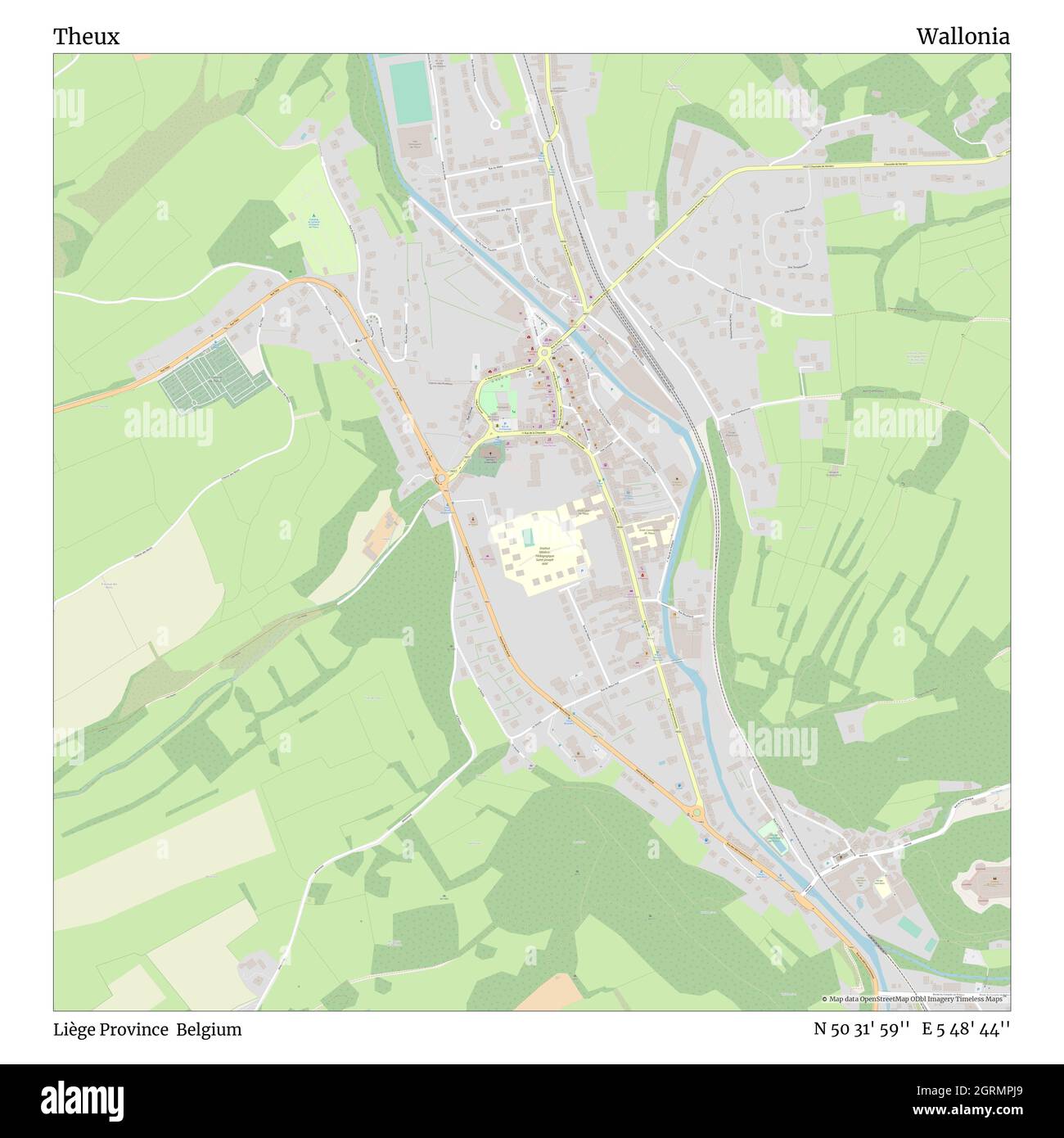 Theux, Provinz Liège, Belgien, Wallonien, N 50 31' 59'', E 5 48' 44'', map, Timeless Map veröffentlicht im Jahr 2021. Reisende, Entdecker und Abenteurer wie Florence Nightingale, David Livingstone, Ernest Shackleton, Lewis and Clark und Sherlock Holmes haben sich bei der Planung von Reisen zu den entlegensten Ecken der Welt auf Karten verlassen.Timeless Maps kartiert die meisten Orte auf der Welt und zeigt die Verwirklichung großer Träume Stockfoto