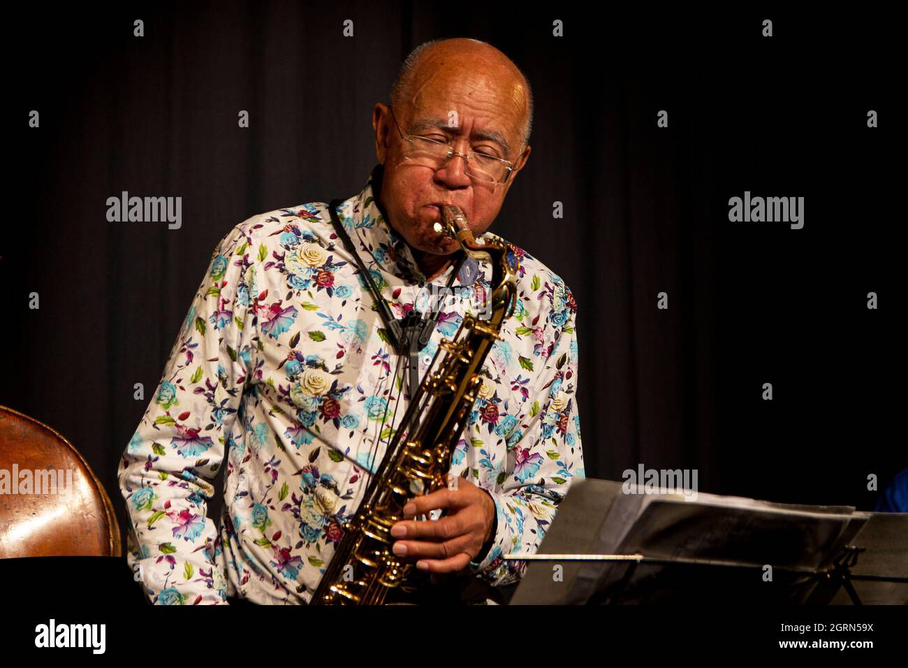 Kunstthemen - Kunstthemen und Alex Clarke Quintet - Herts Jazz Club - The Maltings Theatre - St Albans - Hertfordshire Stockfoto