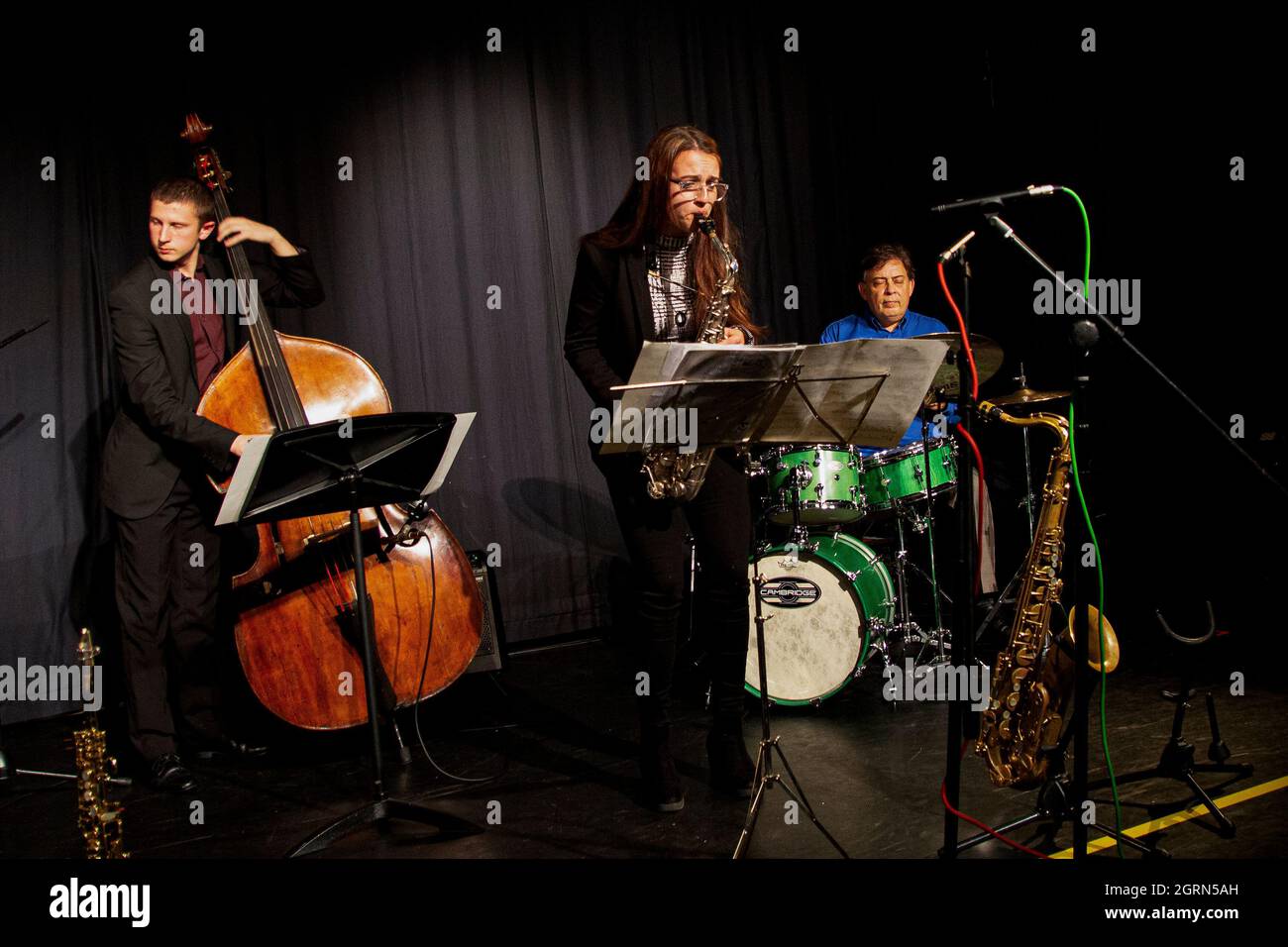 James Owston, Alex Clarke, Clark Tracey - Art Themes und Alex Clarke Quintet - Herts Jazz Club - The Maltings Theatre - St Albans Stockfoto