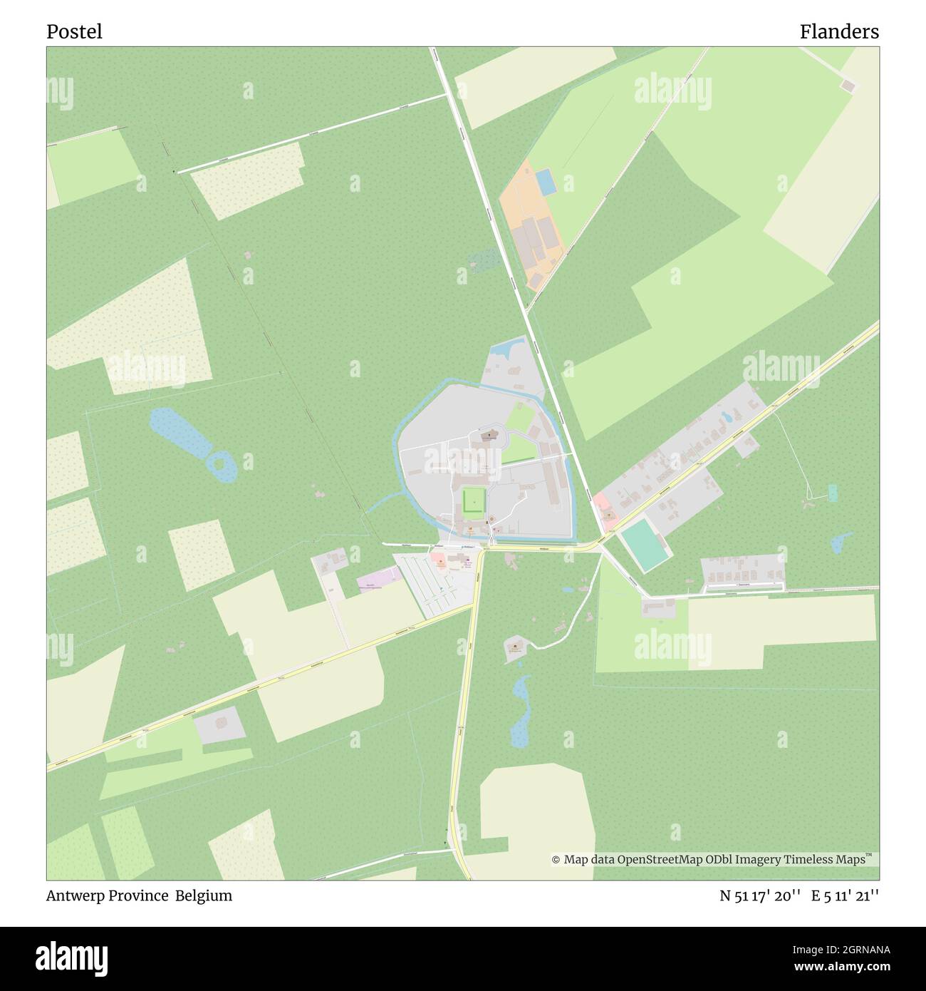 Postel, Provinz Antwerpen, Belgien, Flandern, N 51 17' 20'', E 5 11' 21'', Karte, Timeless Map veröffentlicht 2021. Reisende, Entdecker und Abenteurer wie Florence Nightingale, David Livingstone, Ernest Shackleton, Lewis and Clark und Sherlock Holmes haben sich bei der Planung von Reisen zu den entlegensten Ecken der Welt auf Karten verlassen.Timeless Maps kartiert die meisten Orte auf der Welt und zeigt die Verwirklichung großer Träume Stockfoto