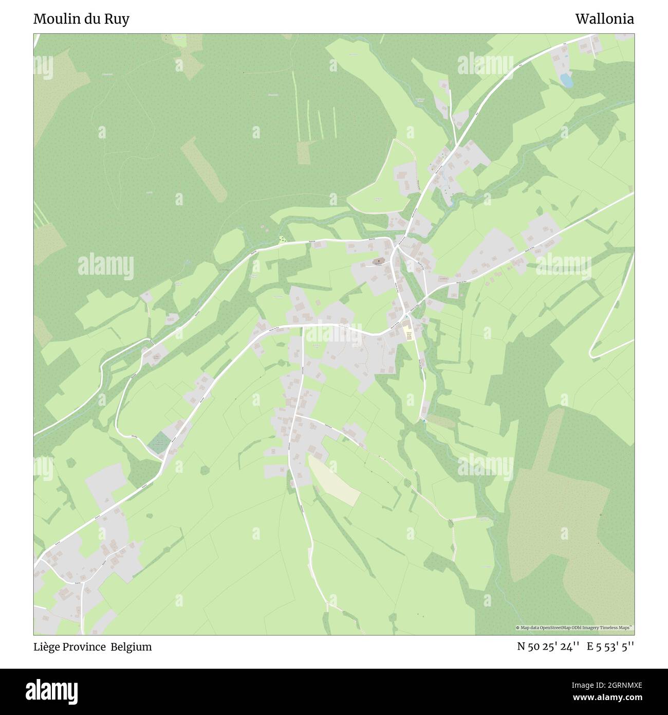 Moulin du Ruy, Provinz Liège, Belgien, Wallonien, N 50 25' 24'', E 5 53' 5'', map, Timeless Map veröffentlicht im Jahr 2021. Reisende, Entdecker und Abenteurer wie Florence Nightingale, David Livingstone, Ernest Shackleton, Lewis and Clark und Sherlock Holmes haben sich bei der Planung von Reisen zu den entlegensten Ecken der Welt auf Karten verlassen.Timeless Maps kartiert die meisten Orte auf der Welt und zeigt die Verwirklichung großer Träume Stockfoto