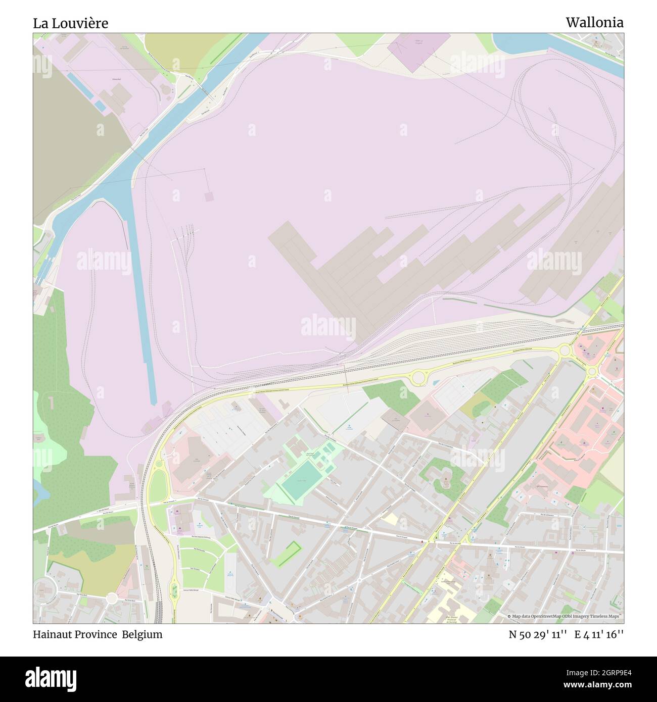 La Louvière, Provinz Hennegau, Belgien, Wallonien, N 50 29' 11'', E 4 11' 16'', map, Timeless Map veröffentlicht im Jahr 2021. Reisende, Entdecker und Abenteurer wie Florence Nightingale, David Livingstone, Ernest Shackleton, Lewis and Clark und Sherlock Holmes haben sich bei der Planung von Reisen zu den entlegensten Ecken der Welt auf Karten verlassen.Timeless Maps kartiert die meisten Orte auf der Welt und zeigt die Verwirklichung großer Träume Stockfoto