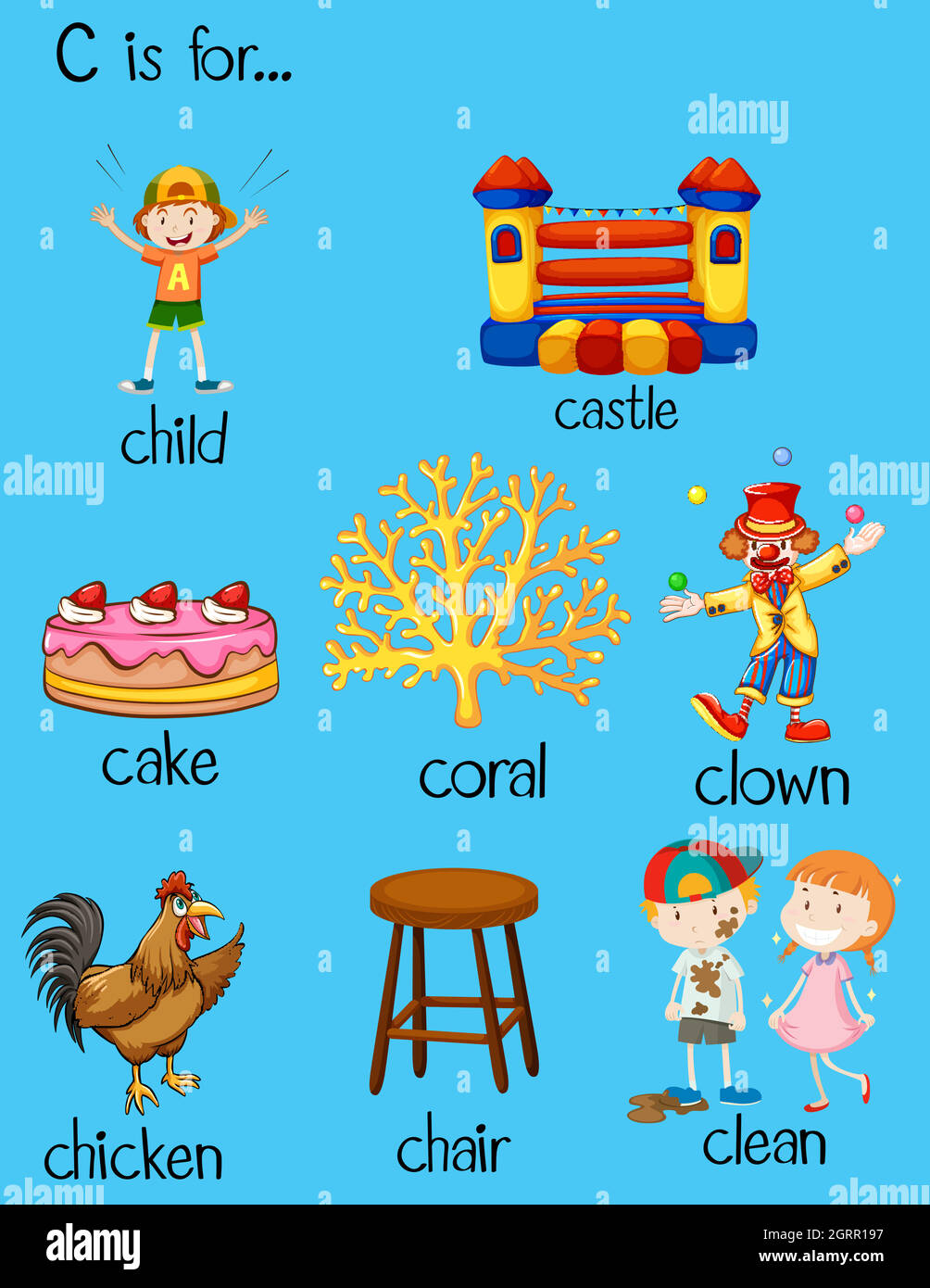 Verschiedene Wörter für den Buchstaben C Stock Vektor