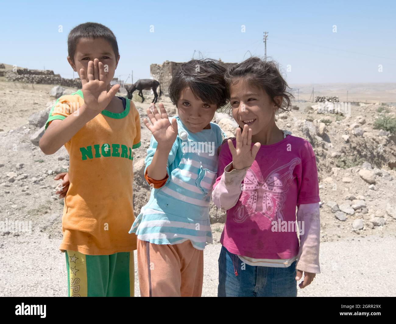 Das Leben in der türkei Porträt lächelnder und glücklicher Kinder in einem ländlichen Bezirk Zentralanatoliens Stockfoto