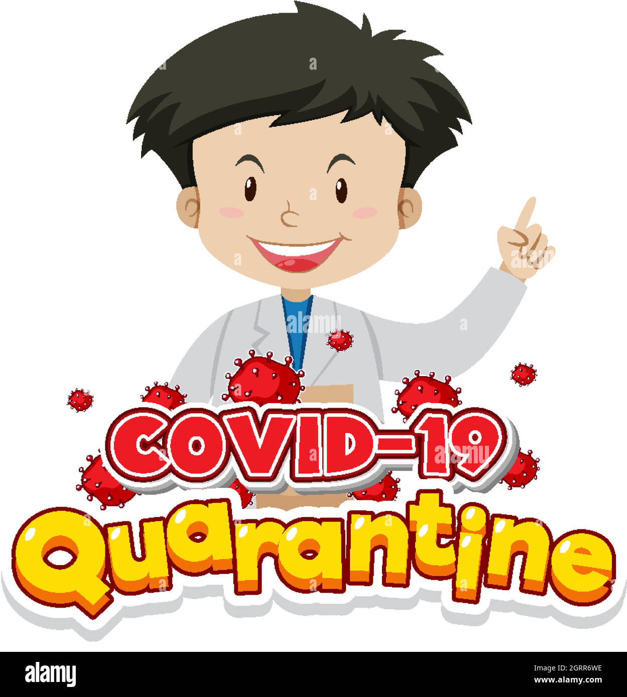 Coronavirus Poster Design mit glücklichen Arzt Stock Vektor