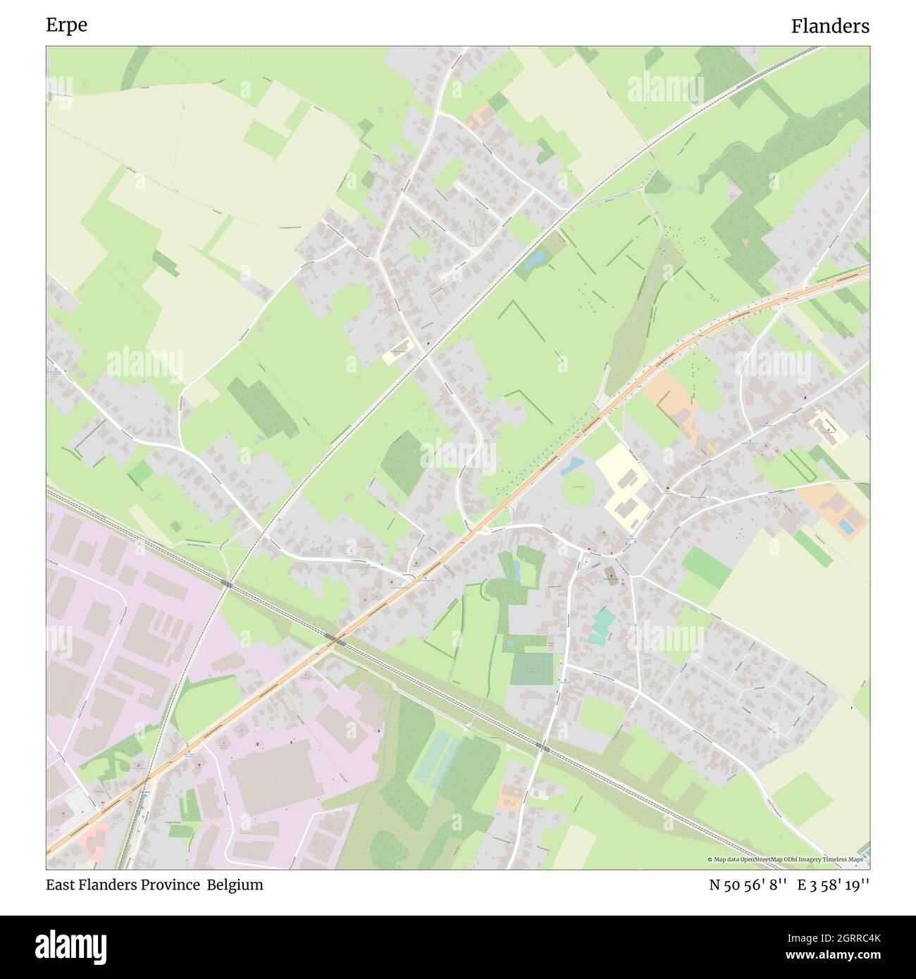 Erpe, Provinz Ostflandern, Belgien, Flandern, N 50 56' 8'', E 3 58' 19'', map, Timeless Map veröffentlicht im Jahr 2021. Reisende, Entdecker und Abenteurer wie Florence Nightingale, David Livingstone, Ernest Shackleton, Lewis and Clark und Sherlock Holmes haben sich bei der Planung von Reisen zu den entlegensten Ecken der Welt auf Karten verlassen.Timeless Maps kartiert die meisten Orte auf der Welt und zeigt die Verwirklichung großer Träume Stockfoto