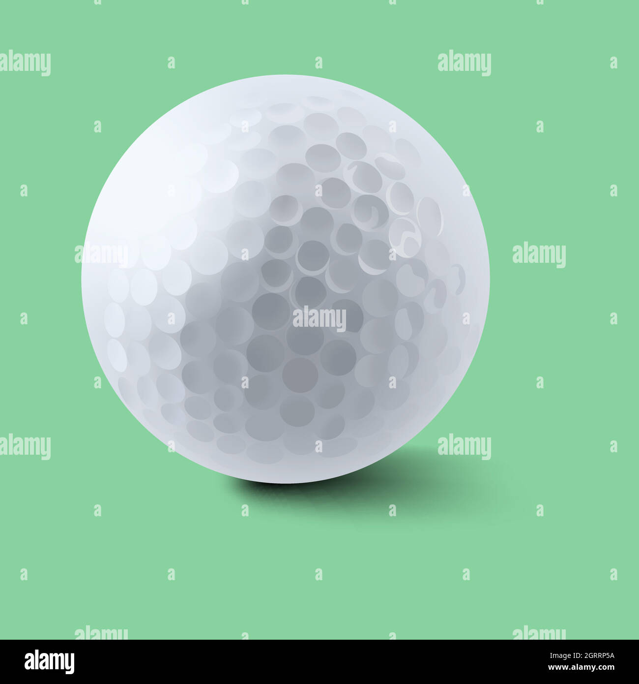 Golfball auf grünem Hintergrund Stock Vektor