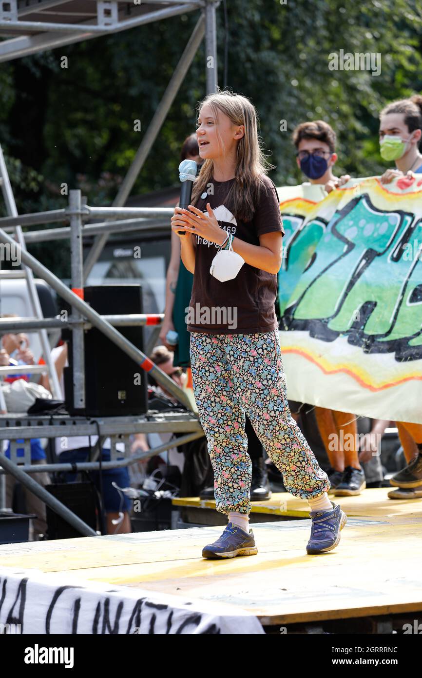 Mailand, Italien. Oktober 2021. 2021 1. Oktober, Mailand, Italien - Freitag für zukünftiges Treffen. Greta Thunberg Kredit: Marco Ciccolella/Alamy Live Nachrichten Stockfoto