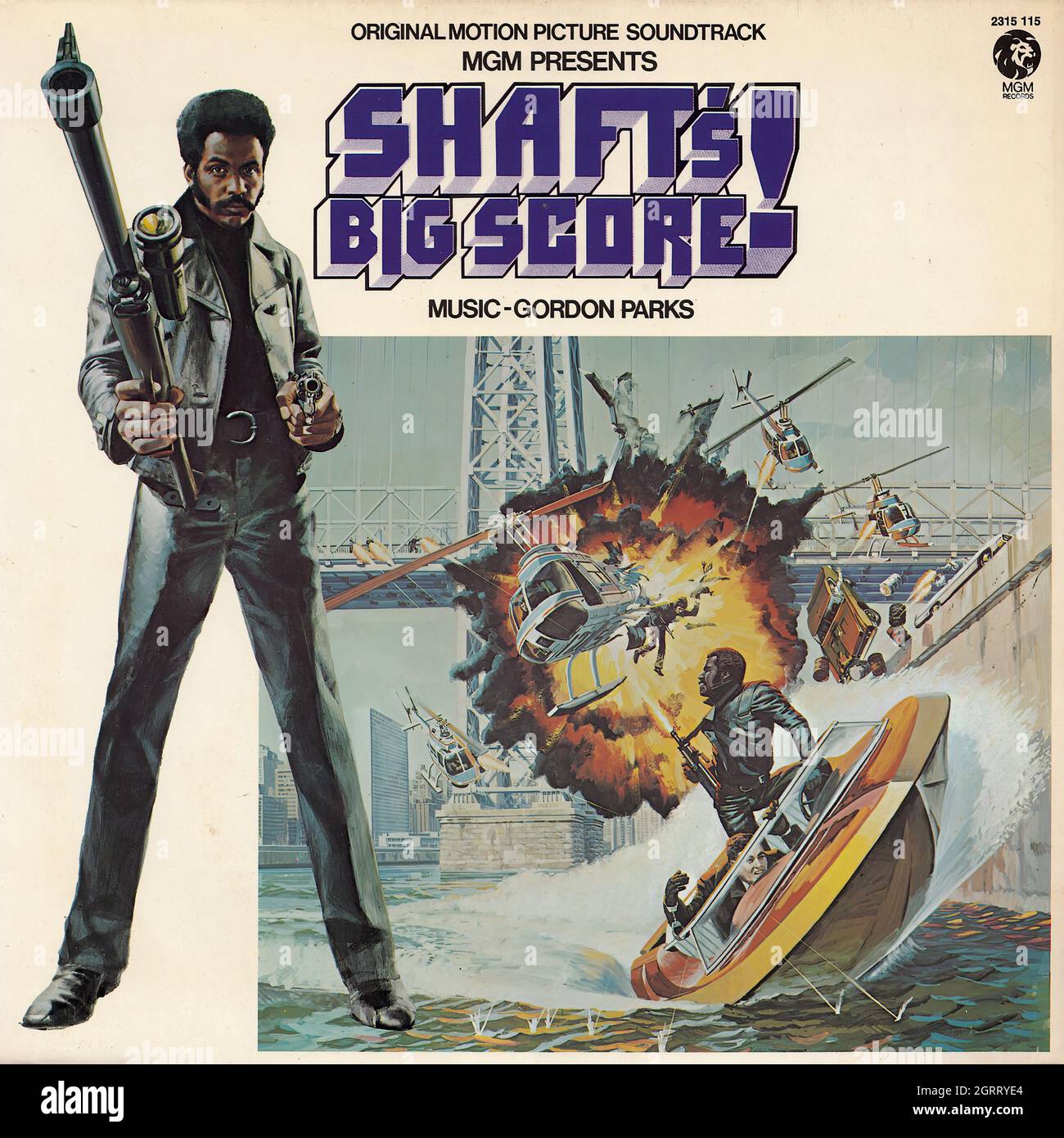 Gordon Parks - die große Punktzahl von Shaft! o.s.t. - Vintage Vinyl Schallplattencover Stockfoto