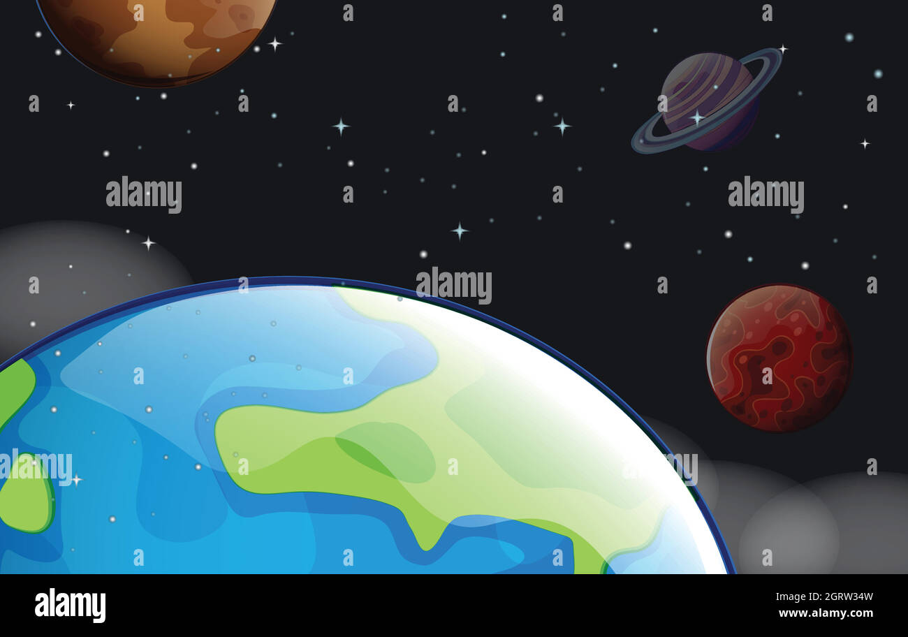 Planeten im Weltraum Stock Vektor