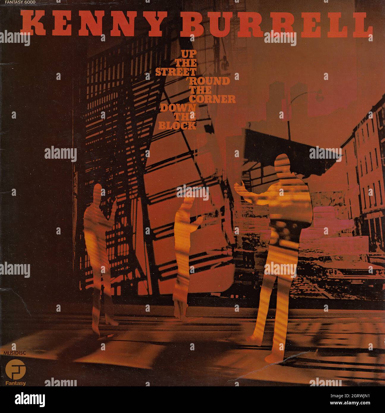 Kenny Burrell - die Straße rauf um die Ecke den Block runter - Vintage Vinyl Record Cover Stockfoto