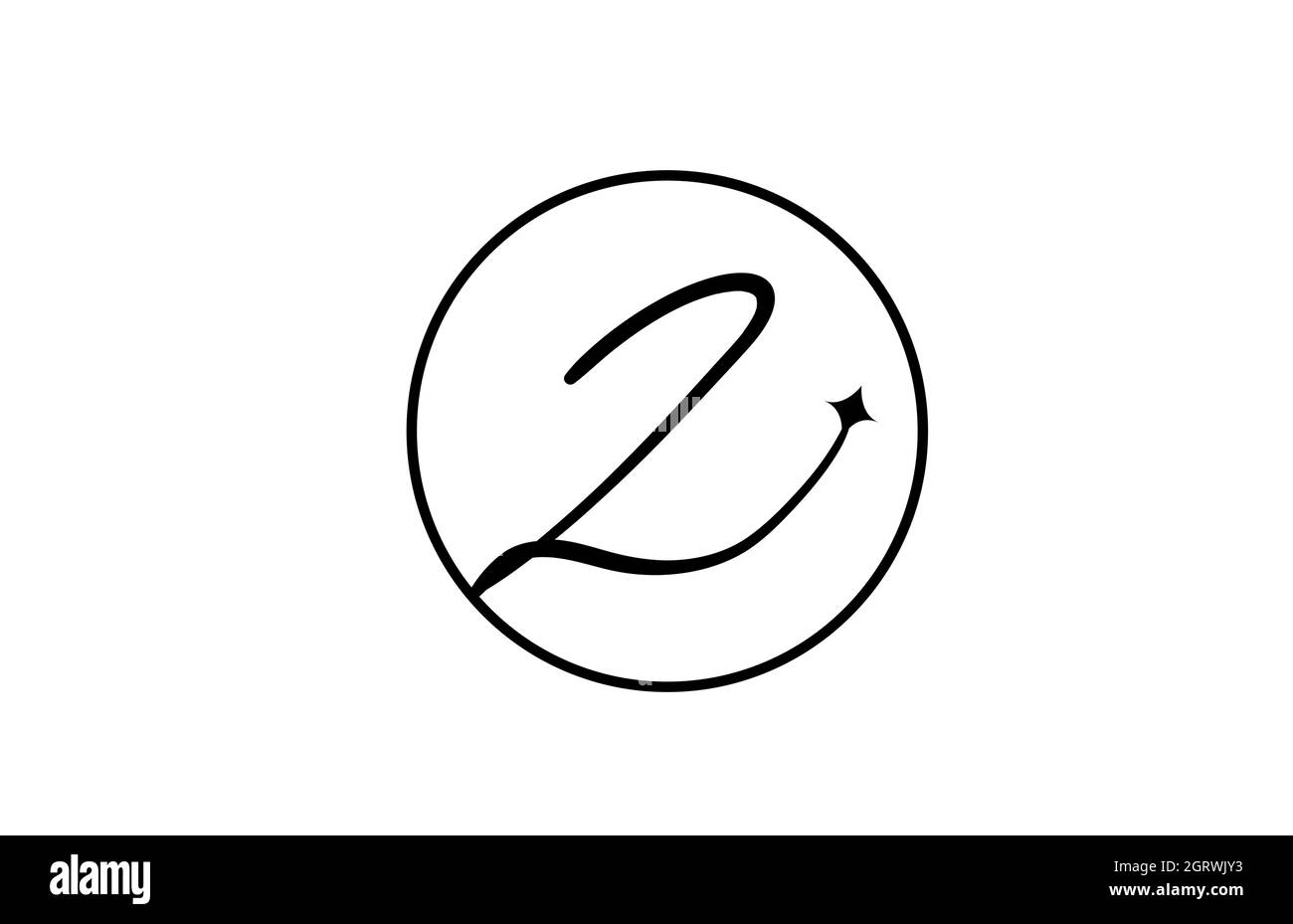Z Alphabet Buchstaben Logo für Business mit Stern und Kreis. Schlichter eleganter Schriftzug für Unternehmen. Corporate Identity Branding Icon Design in weiß und schwarz Stock Vektor