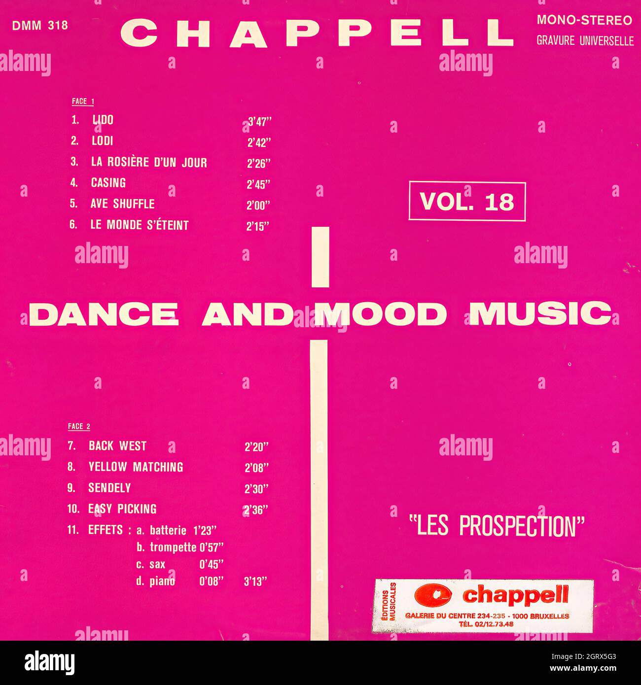Les Prospection - Chappell Dance and Mood Music Vol.18 - Vintage Vinyl Schallplattencover Stockfoto