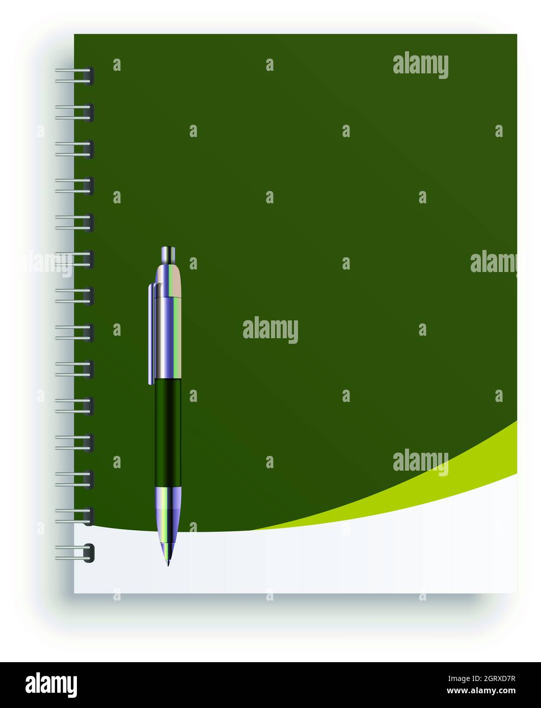 Notizbuch im Frühling mit luxuriösem Stift Stockfoto