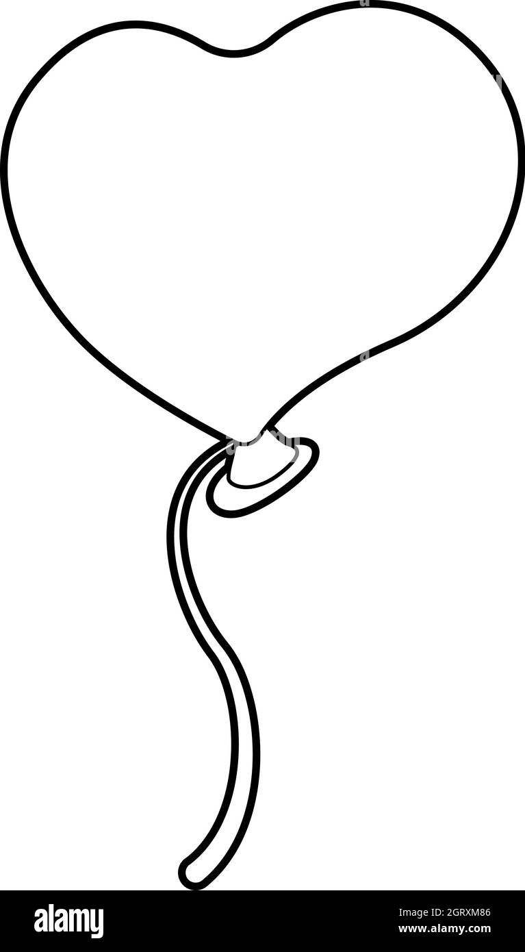 Ballon-Herz-Symbol, Umriss-Stil Stock Vektor
