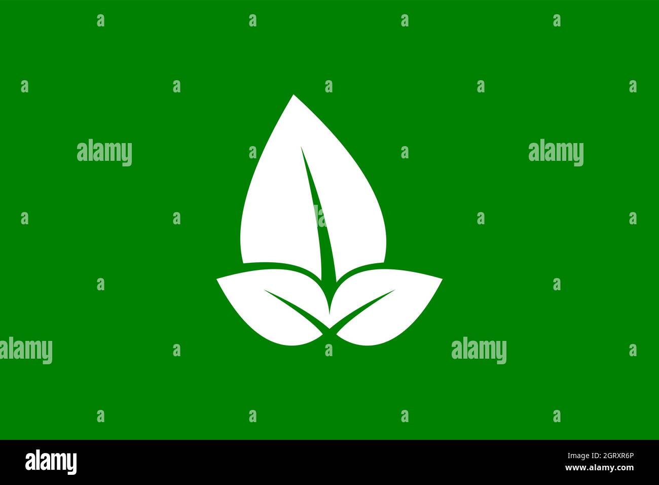 Blattlogo-Design. Mit weißer Farbe isoliert auf grünem Hintergrund. Kreatives und modernes flaches Logo-Design. Vektorsymbol. Stock Vektor