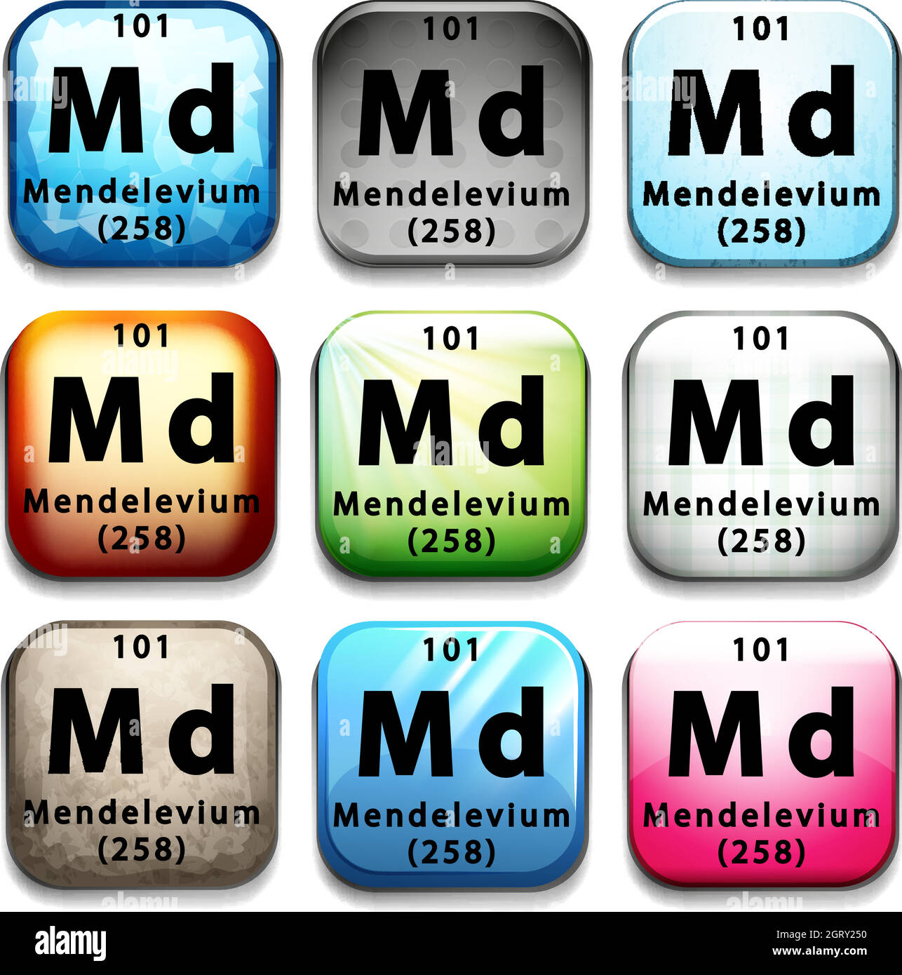 Eine Ikone mit dem chemischen Element Mendelevium Stock Vektor