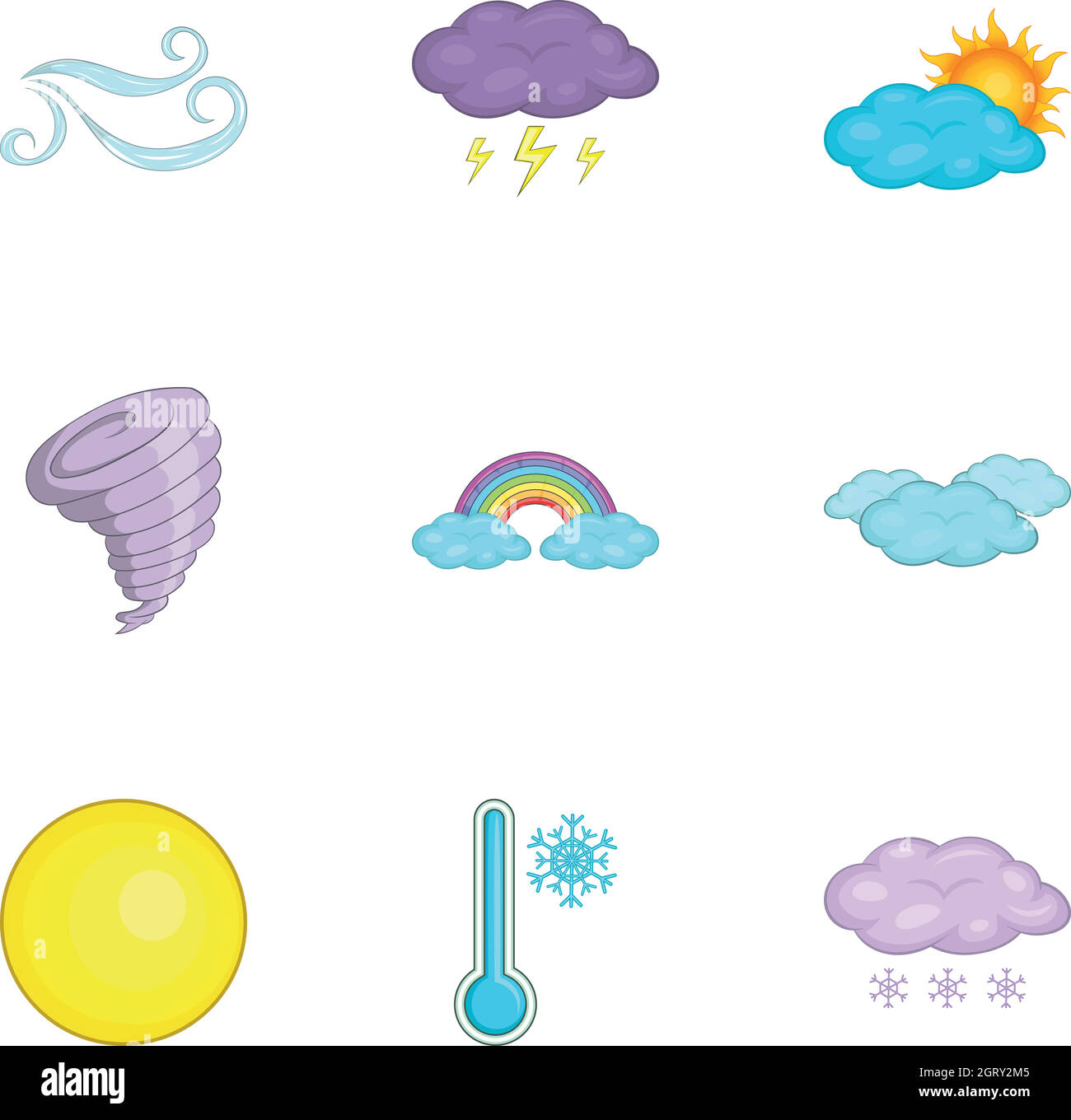 Meteorologie Symbole, Cartoon Stil Stock Vektor