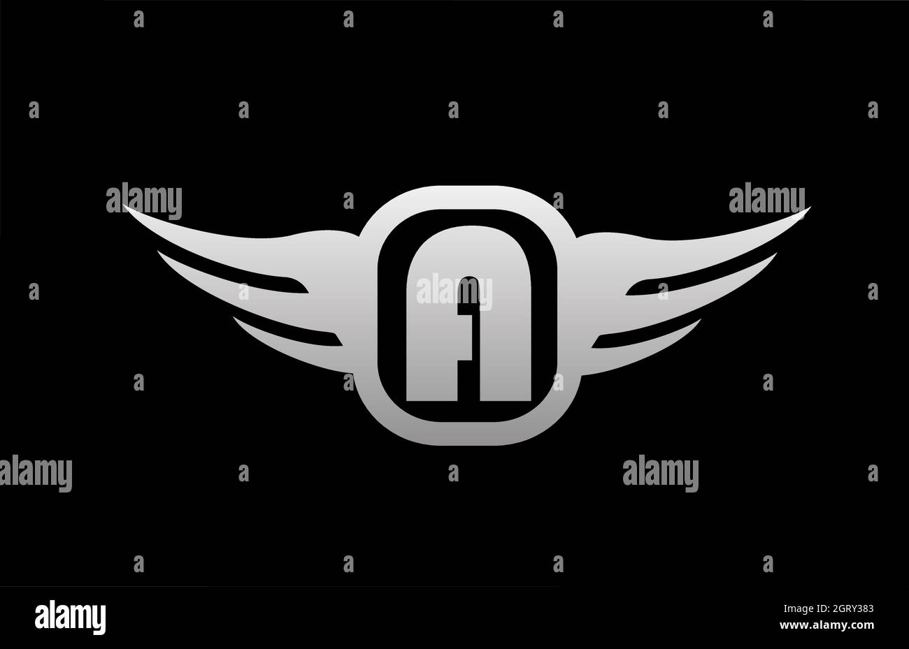 Ein Alphabet Buchstaben Logo für Unternehmen und Unternehmen mit Flügeln und schwarz-weiß-grau Farbe. Corporate Brading und Lettering Icon mit schlichtem Design Stock Vektor