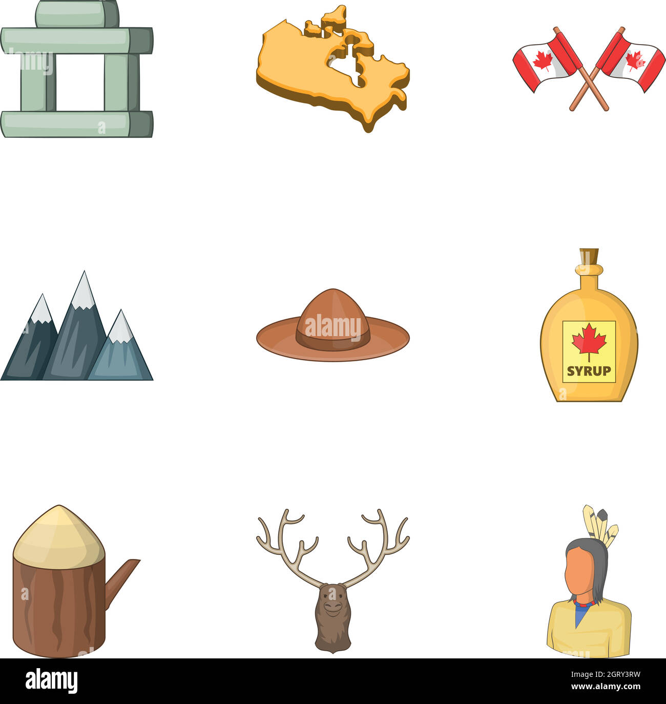 Kanada-Icons set, cartoon-Stil Stock Vektor