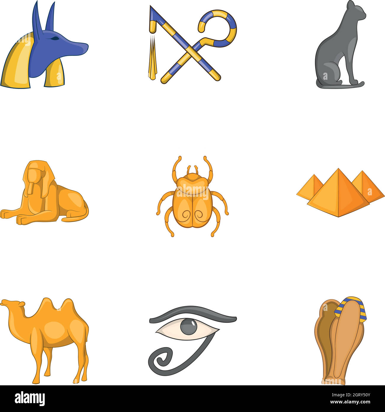 Ägypten-Icons set, cartoon-Stil Stock Vektor