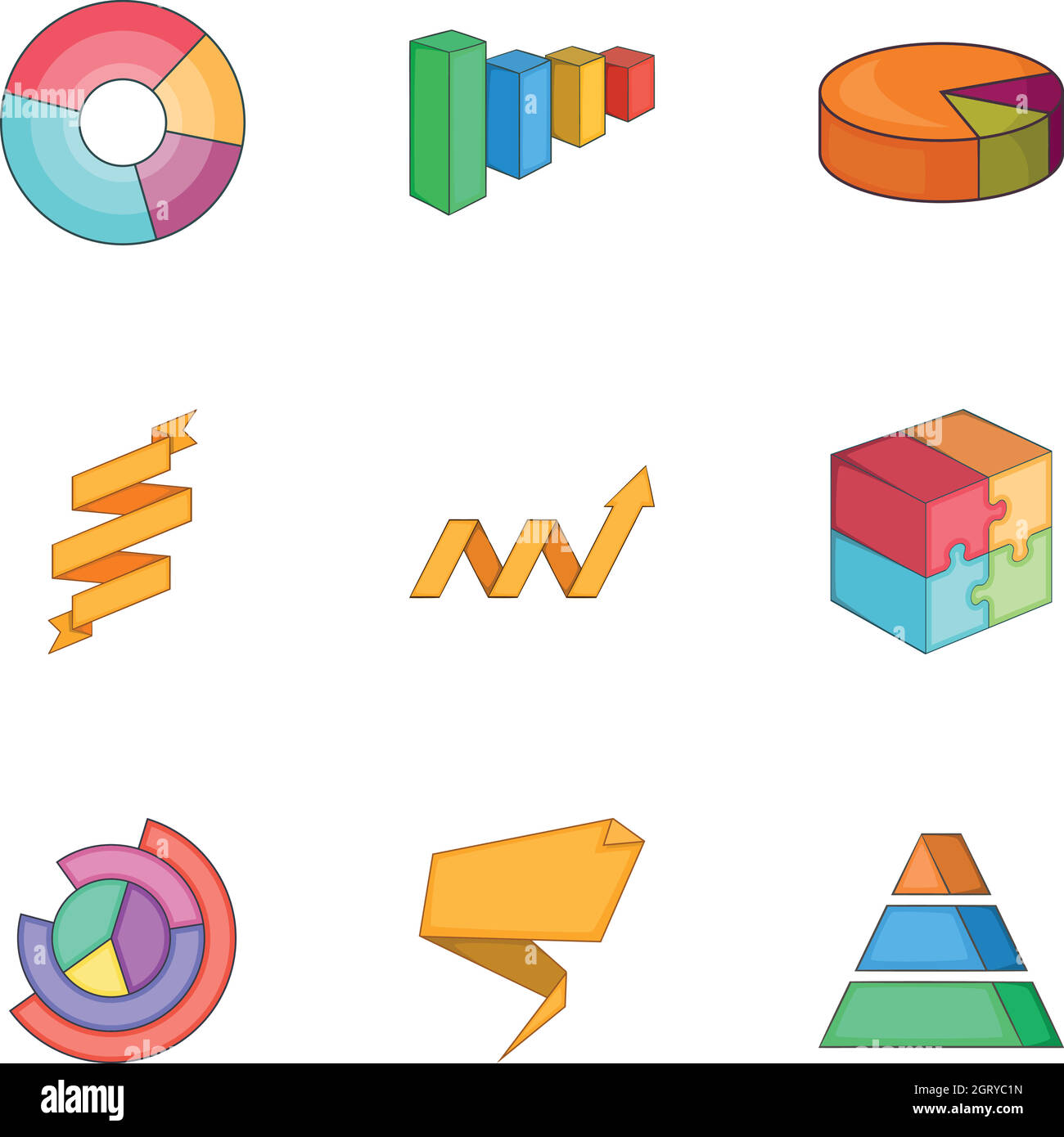 Infografik Elemente Symbole gesetzt, Cartoon-Stil Stock Vektor