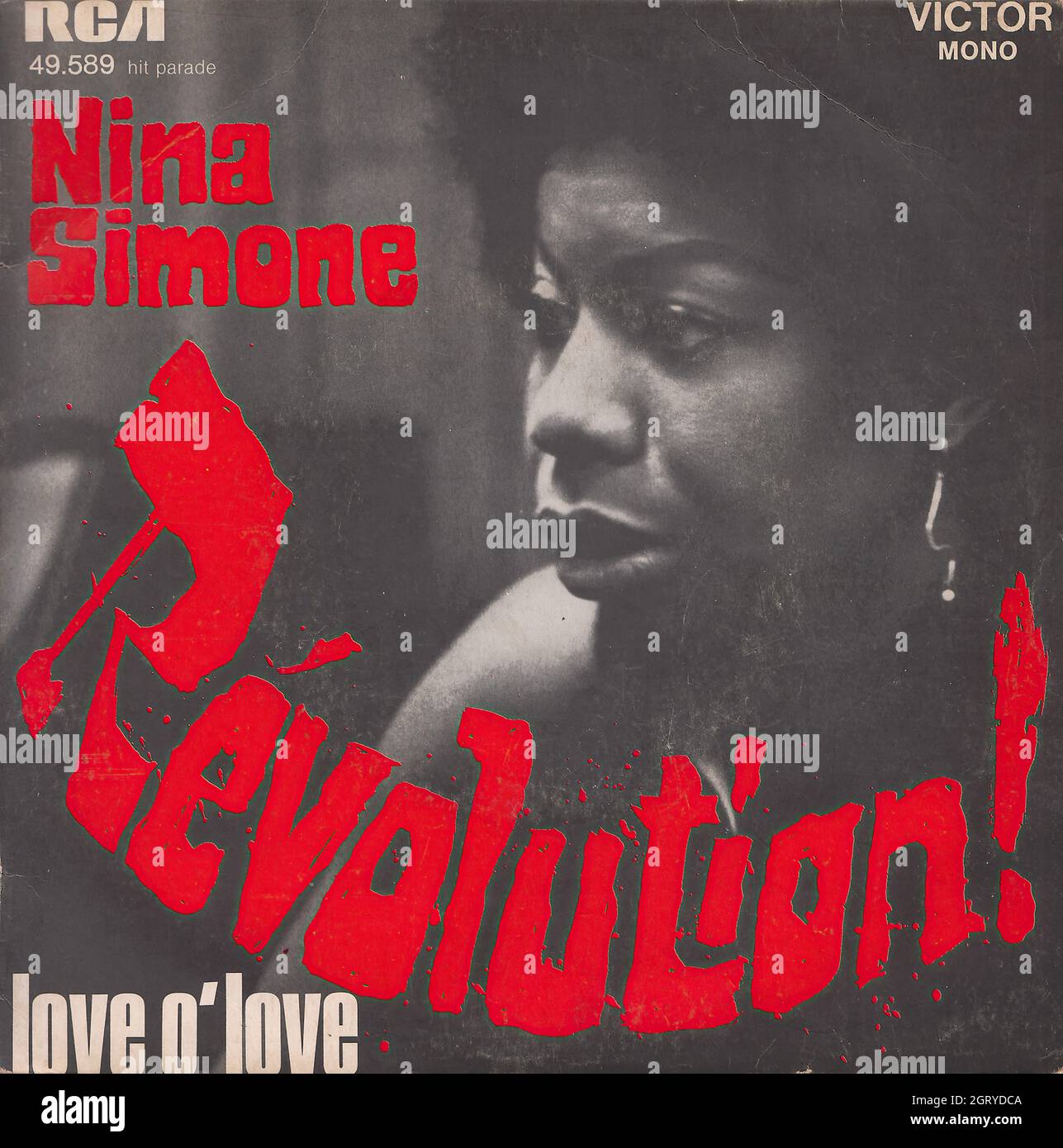 Nina Simone - Revolution - Love o' love 45rpm - Vintage Vinyl Schallplattencover Stockfoto