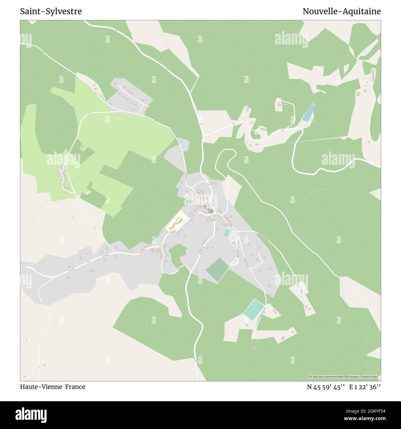 Saint-Sylvestre, Haute-Vienne, Frankreich, Nouvelle-Aquitaine, N 45 59' 45'', E 1 22' 36'', map, Timeless Map veröffentlicht im Jahr 2021. Reisende, Entdecker und Abenteurer wie Florence Nightingale, David Livingstone, Ernest Shackleton, Lewis and Clark und Sherlock Holmes haben sich bei der Planung von Reisen zu den entlegensten Ecken der Welt auf Karten verlassen.Timeless Maps kartiert die meisten Orte auf der Welt und zeigt die Verwirklichung großer Träume Stockfoto